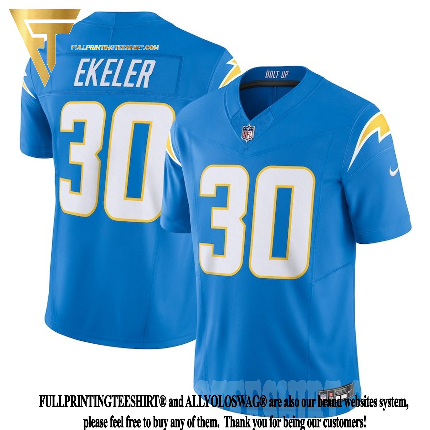 Top-selling Item] Austin Ekeler 30 Los Angeles Chargers Vapor FUSE Limited  3D Unisex Jersey - Powder Blue