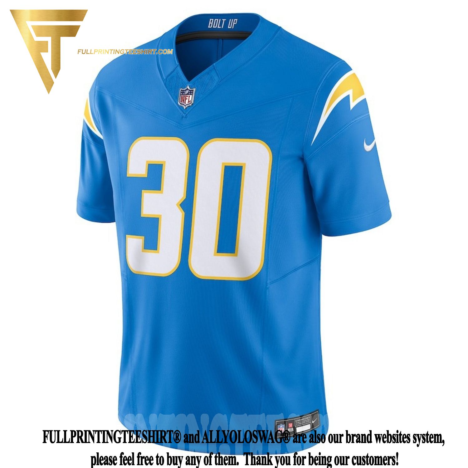 Best Selling Product] Personalized NFL Los Angeles Chargers Jersey Alternate  02 Jersey All Over Print Shirt