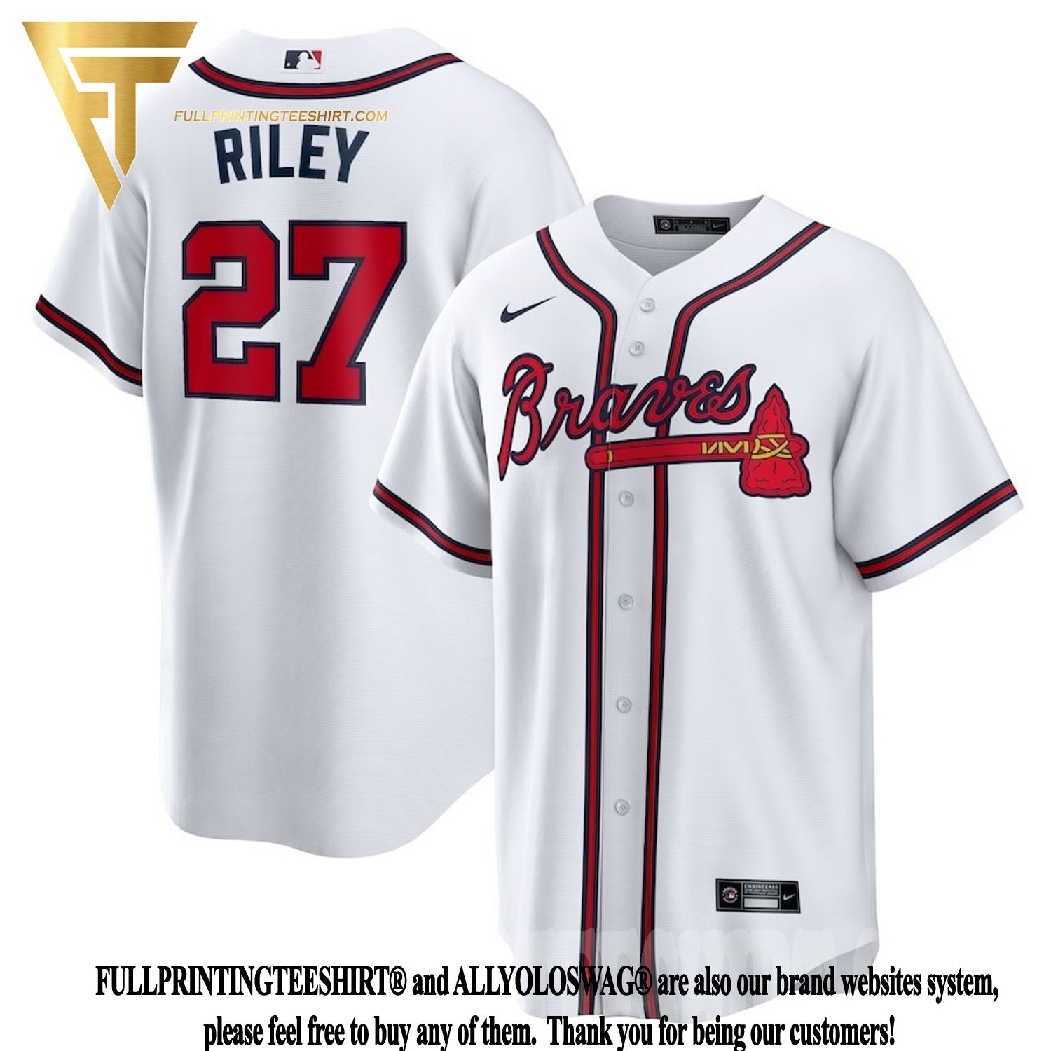 Top-selling Item] Atlanta Braves Austin Riley 27 Cooperstown White