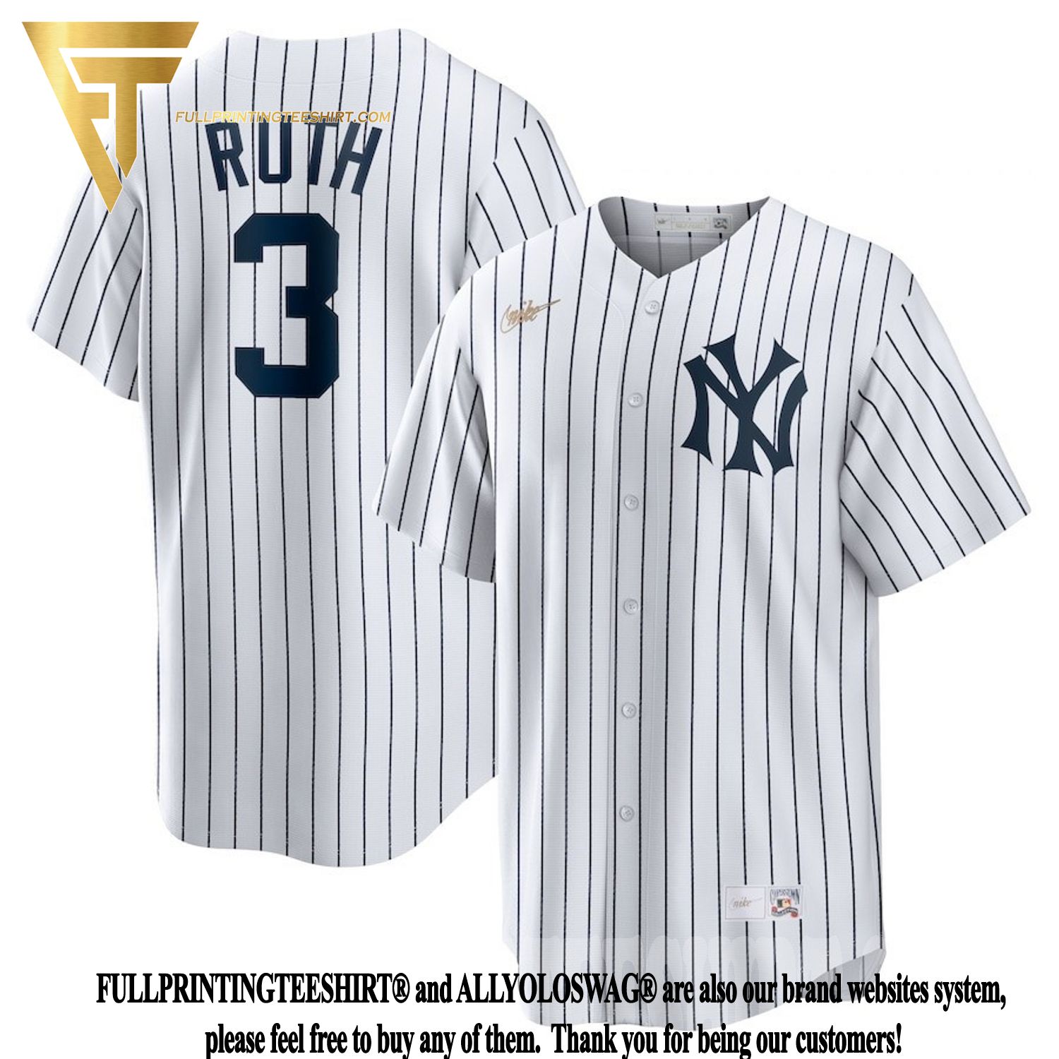 Top-selling Item] Babe Ruth 3 New York Yankees Home Cooperstown