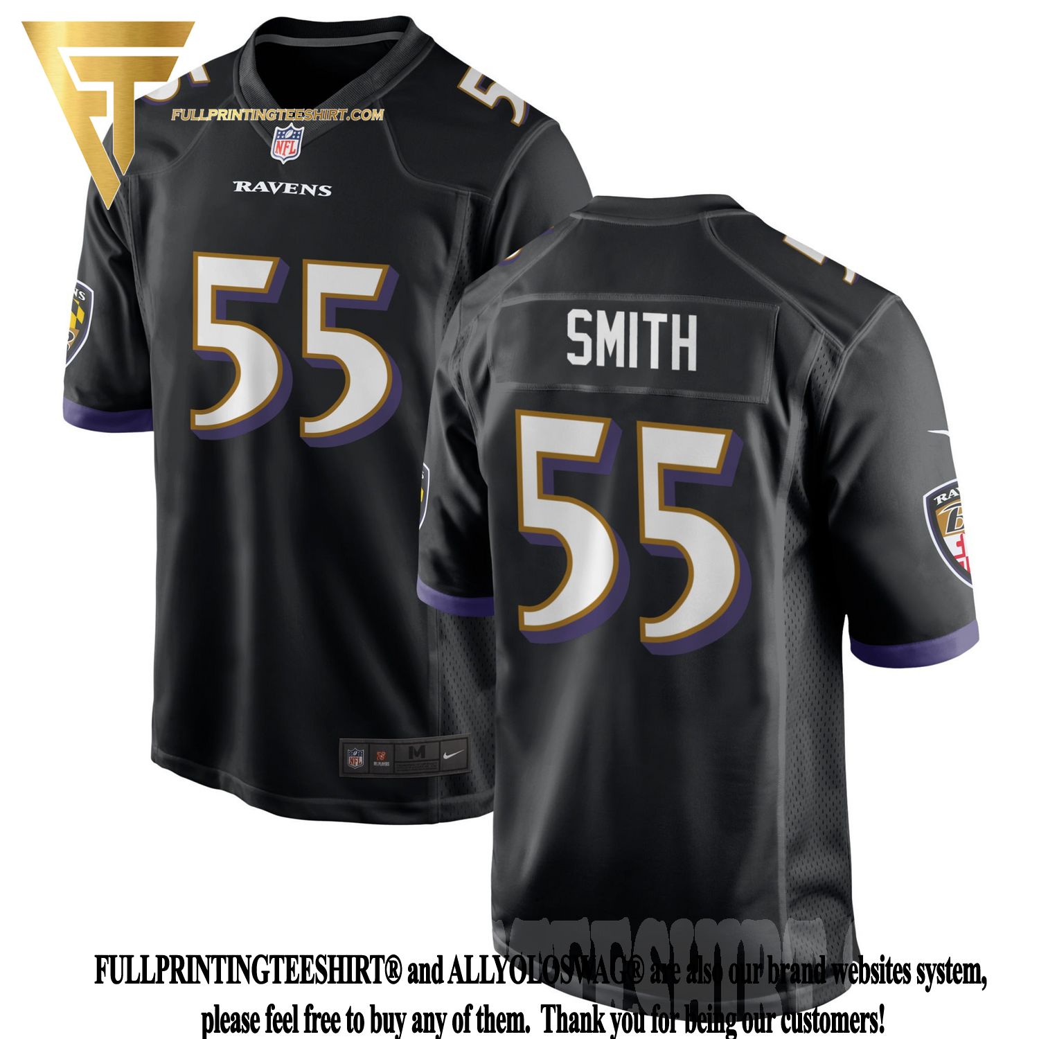 Top-selling Item] Baltimore Ravens Za'Darius Smith 55 Alternate Game 3D  Unisex Jersey - Black 3D Unisex Jersey