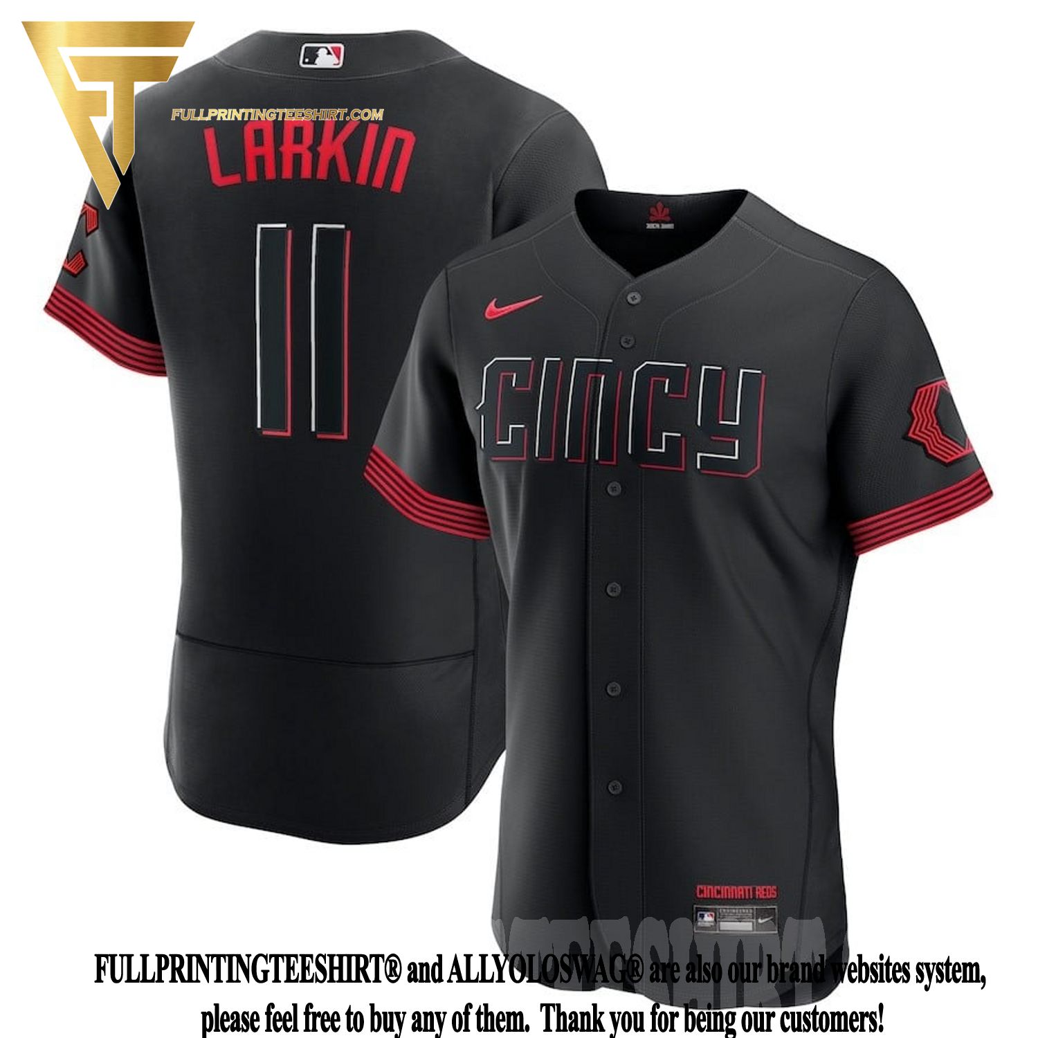Top-selling Item] Barry Larkin 11 Cincinnati Reds 2023 City Connect Player  Elite 3D Unisex Jersey - Black