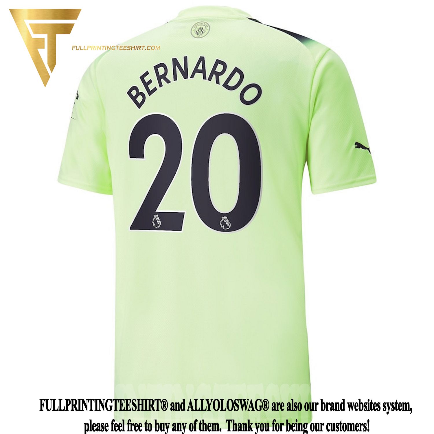 Top-selling Item] Bernardo Silva 20 Manchester City 2022-23 Third Long  Sleeve 3D Unisex Jersey - Neon Green