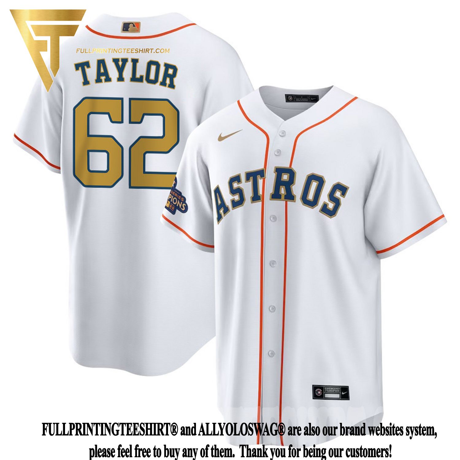 Top-selling Item] Blake Taylor 62 Houston Astros 2023 WoMen - White And Gold