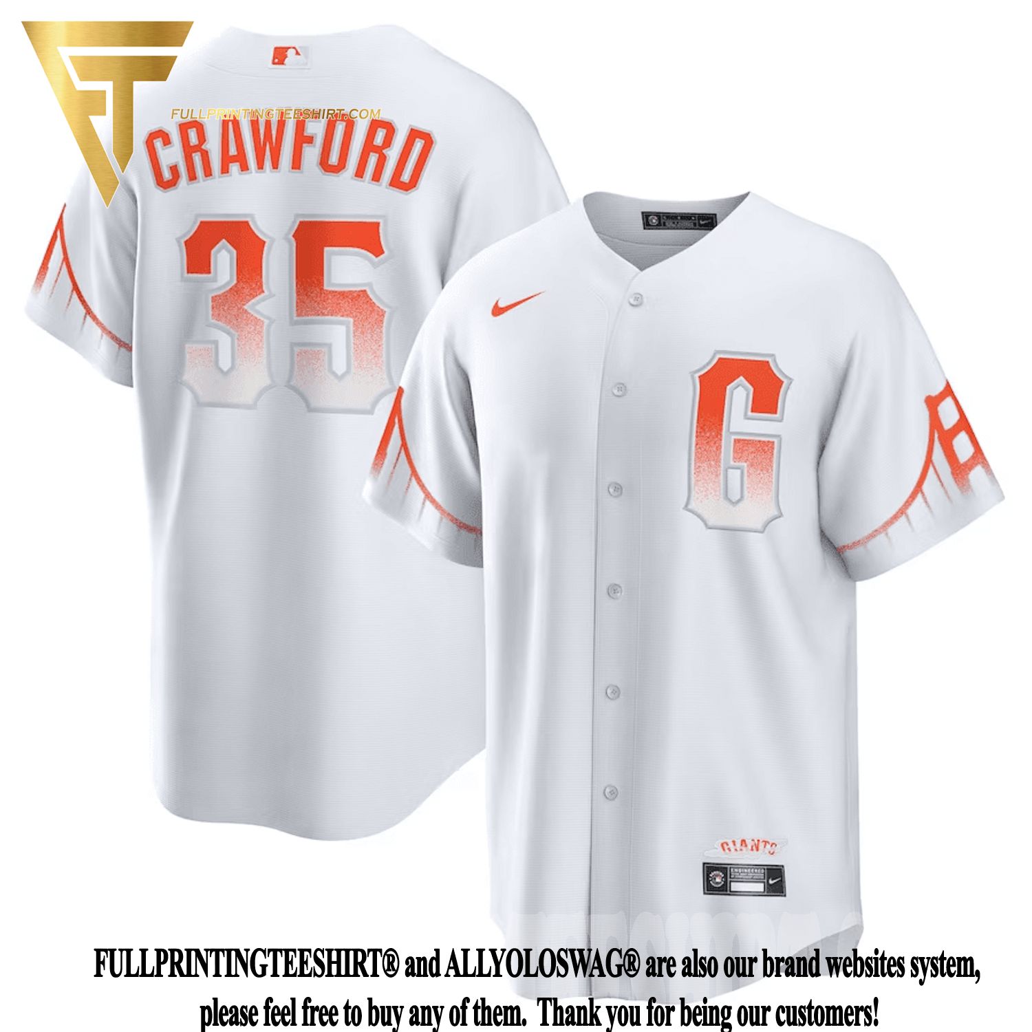 MLB San Francisco Giants (Brandon Crawford) Men's Replica Baseball Jersey.