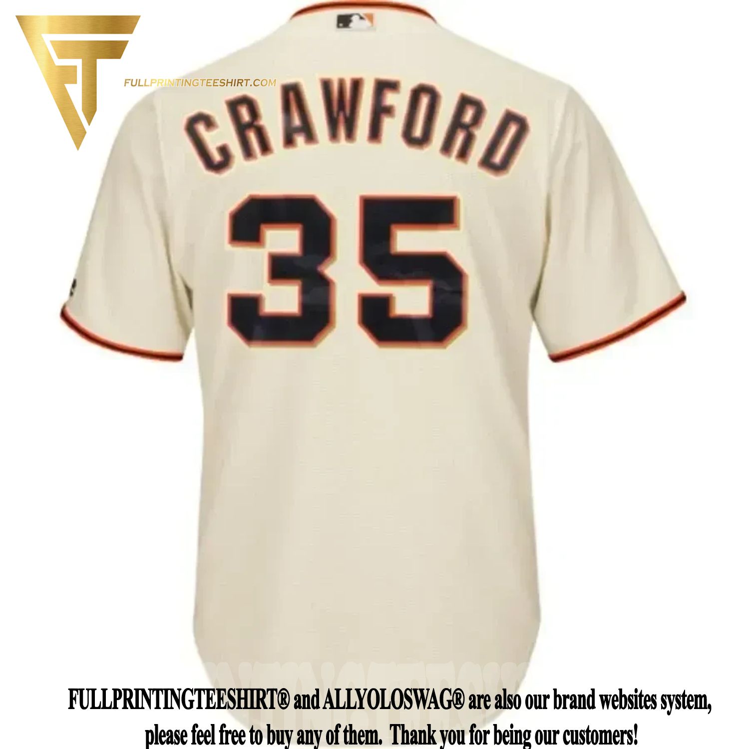 Top-selling Item] Brandon Crawford 35 San Francisco Giants Home Player Name  3D Unisex Jersey - Cream