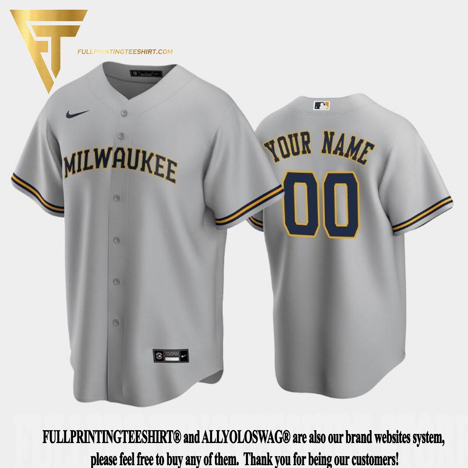 Top-selling Item] Brewers 00 Custom Road Gray 3D Unisex Jersey