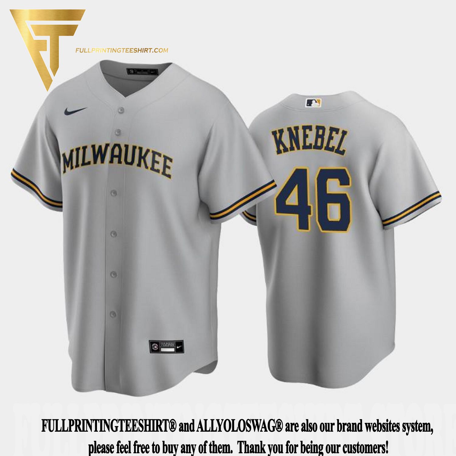 Top-selling Item] Brewers 46 Corey Knebel Road Gray 3D Unisex Jersey