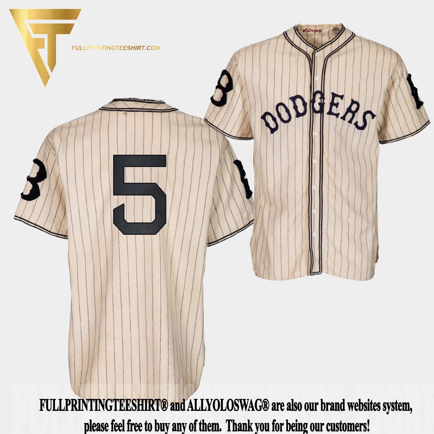 Top-selling Item] Brooklyn Dodgers Freddie Freeman 1933 Heritage 5 Gold  Pinstripe 3D Unisex Jersey