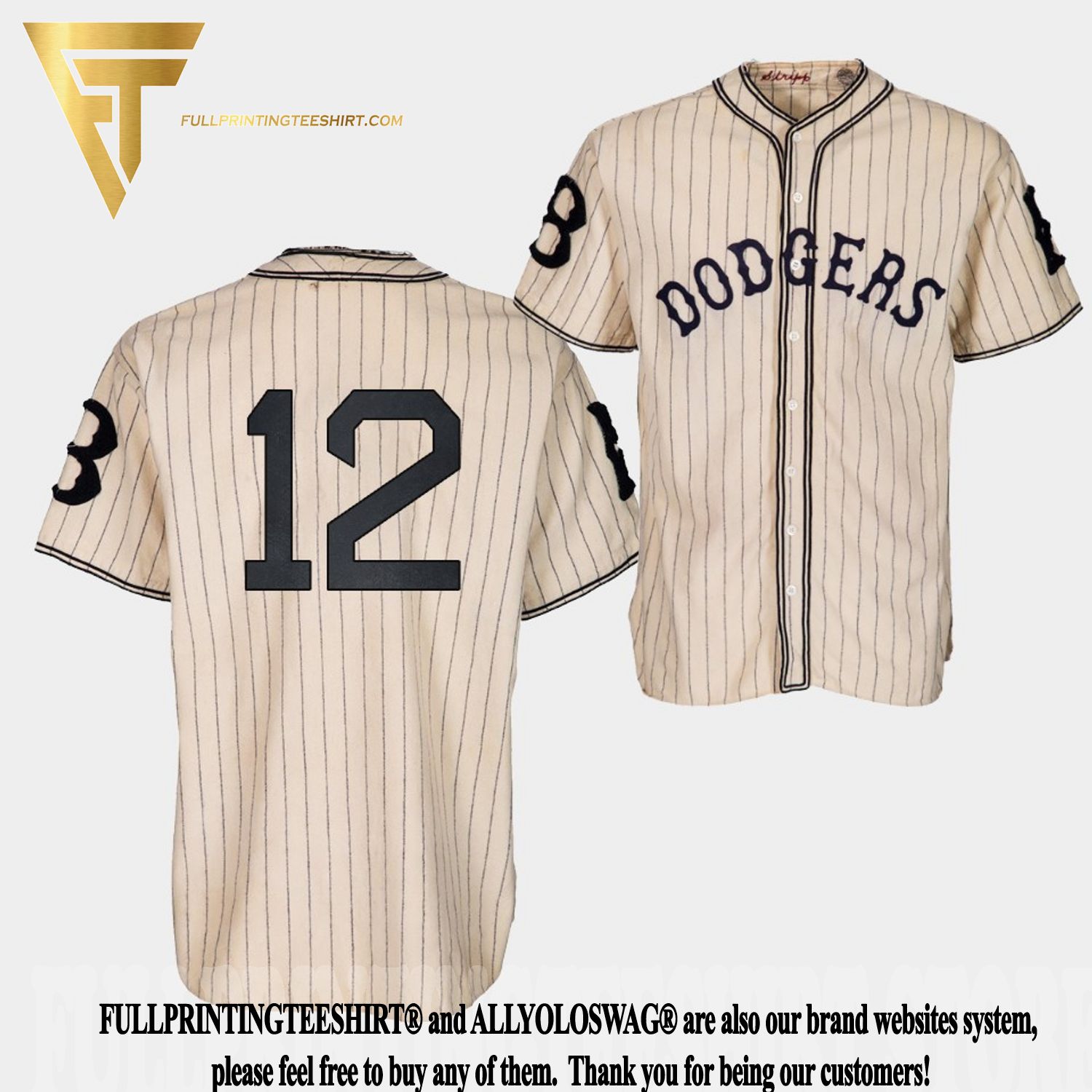 Top-selling Item] Brooklyn Dodgers Joey Gallo 1933 Heritage 12 Gold  Pinstripe 3D Unisex Jersey