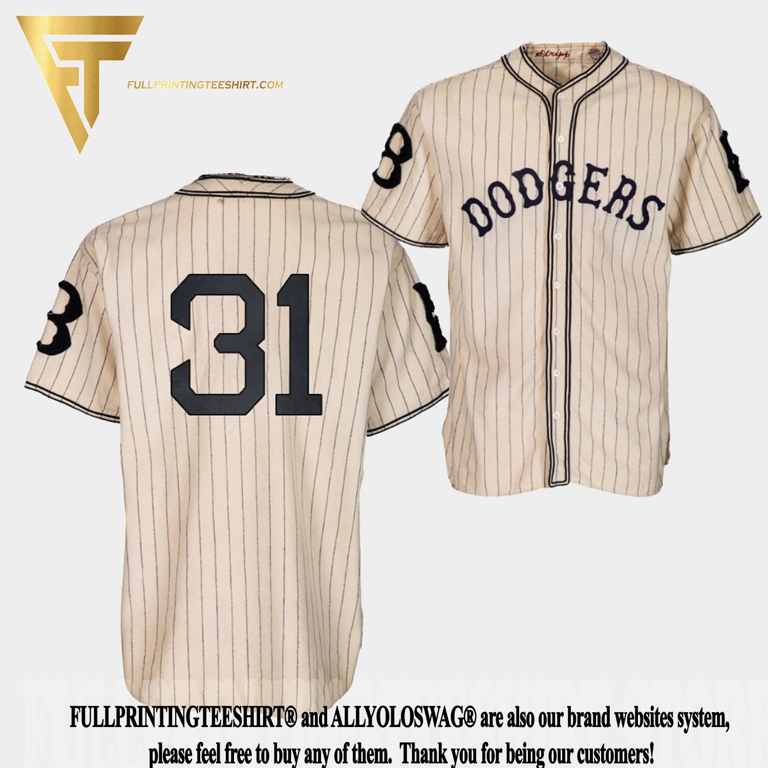Top-selling Item] Brooklyn Dodgers Tyler Anderson 1933 Heritage 31 Gold  Pinstripe 3D Unisex Jersey