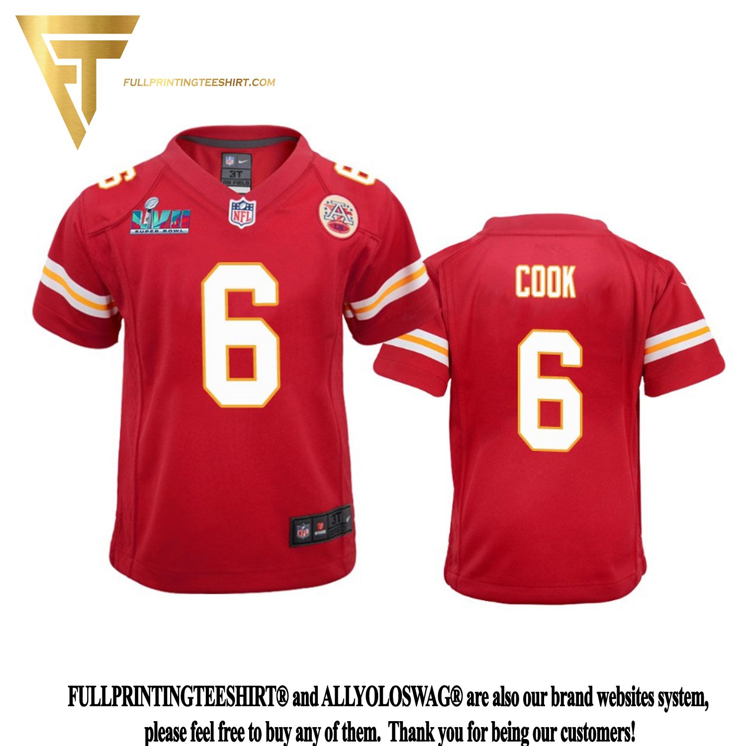 Top-selling Item] Bryan Cook 6 Kansas City Chiefs Super Bowl LVII
