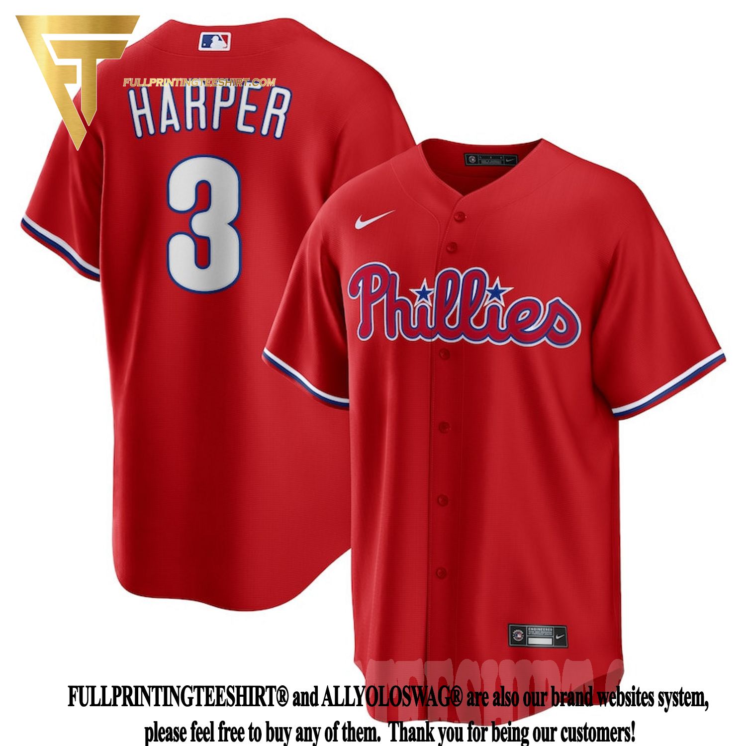 Top-selling Item] Bryce Harper 3 Philadelphia Phillies Alternate Men - Red
