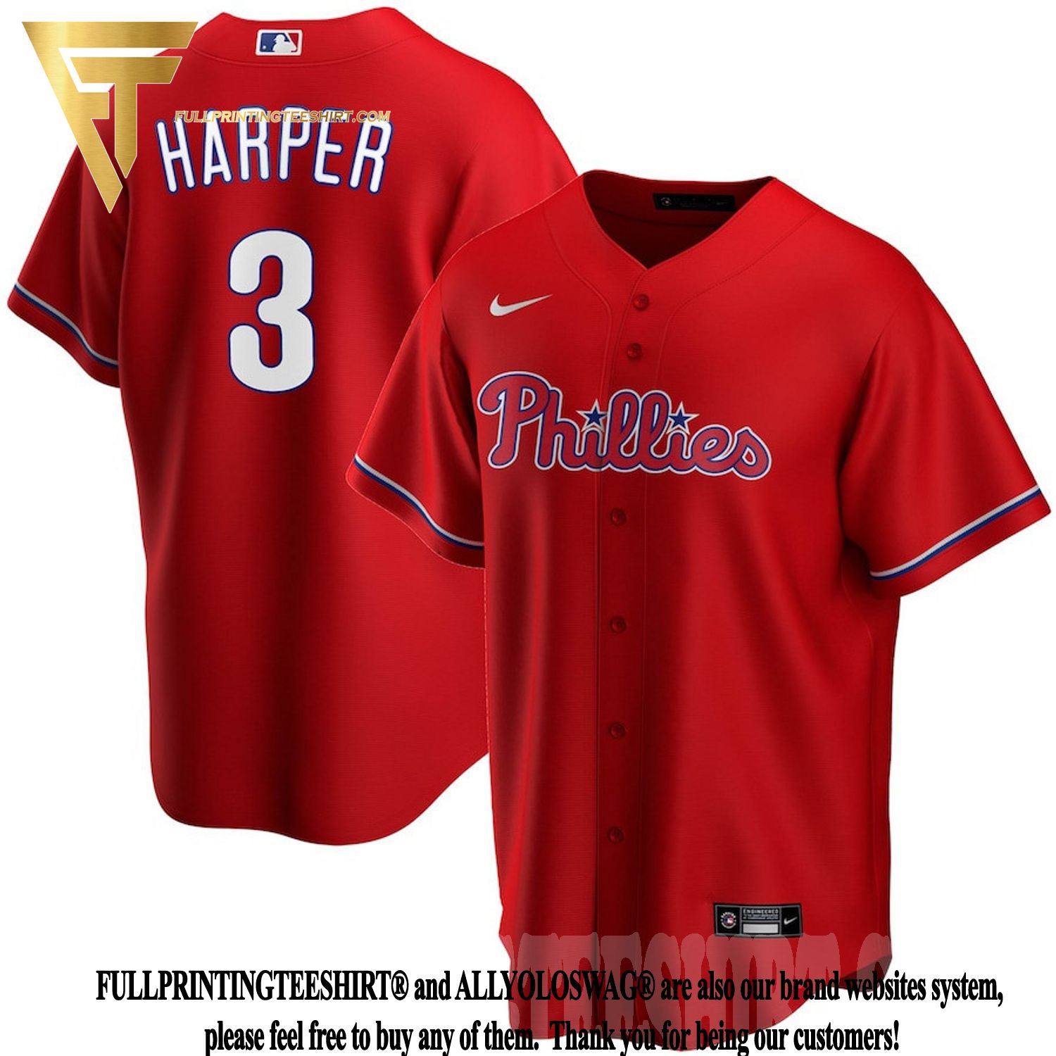 Top-selling Item] Bryce Harper 3 Philadelphia Phillies Alternate Player 3D  Unisex Jersey - Cream 3D Unisex Jersey