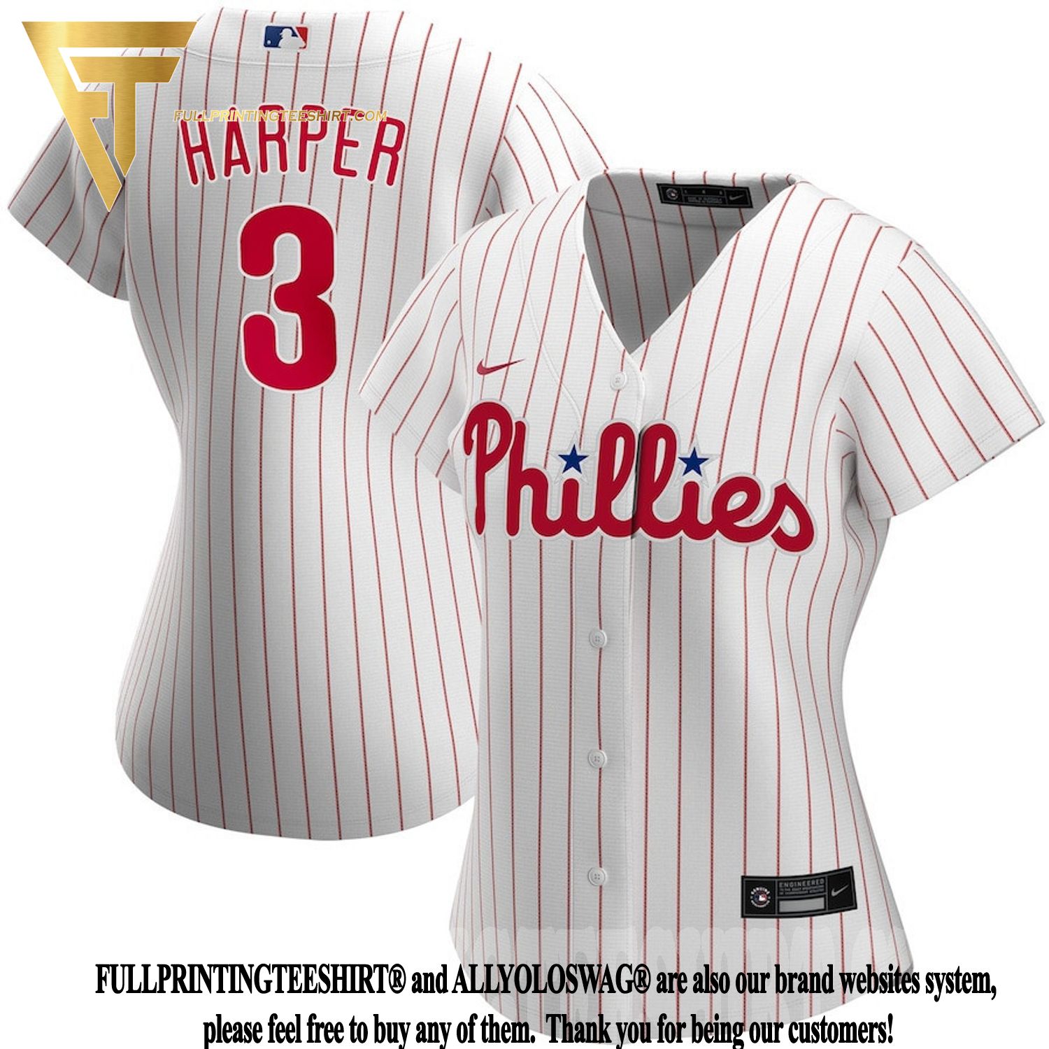 Top-selling Item] Bryce Harper 3 Philadelphia Phillies Home Player Name 3D  Unisex Jersey - White