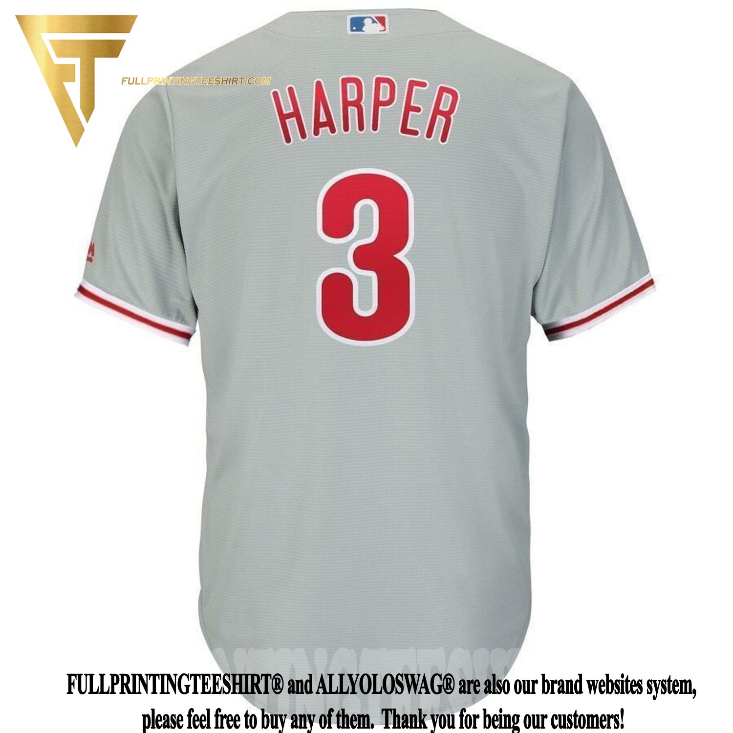 Top-selling Item] Bryce Harper 3 Philadelphia Phillies Alternate Player 3D  Unisex Jersey - Cream 3D Unisex Jersey