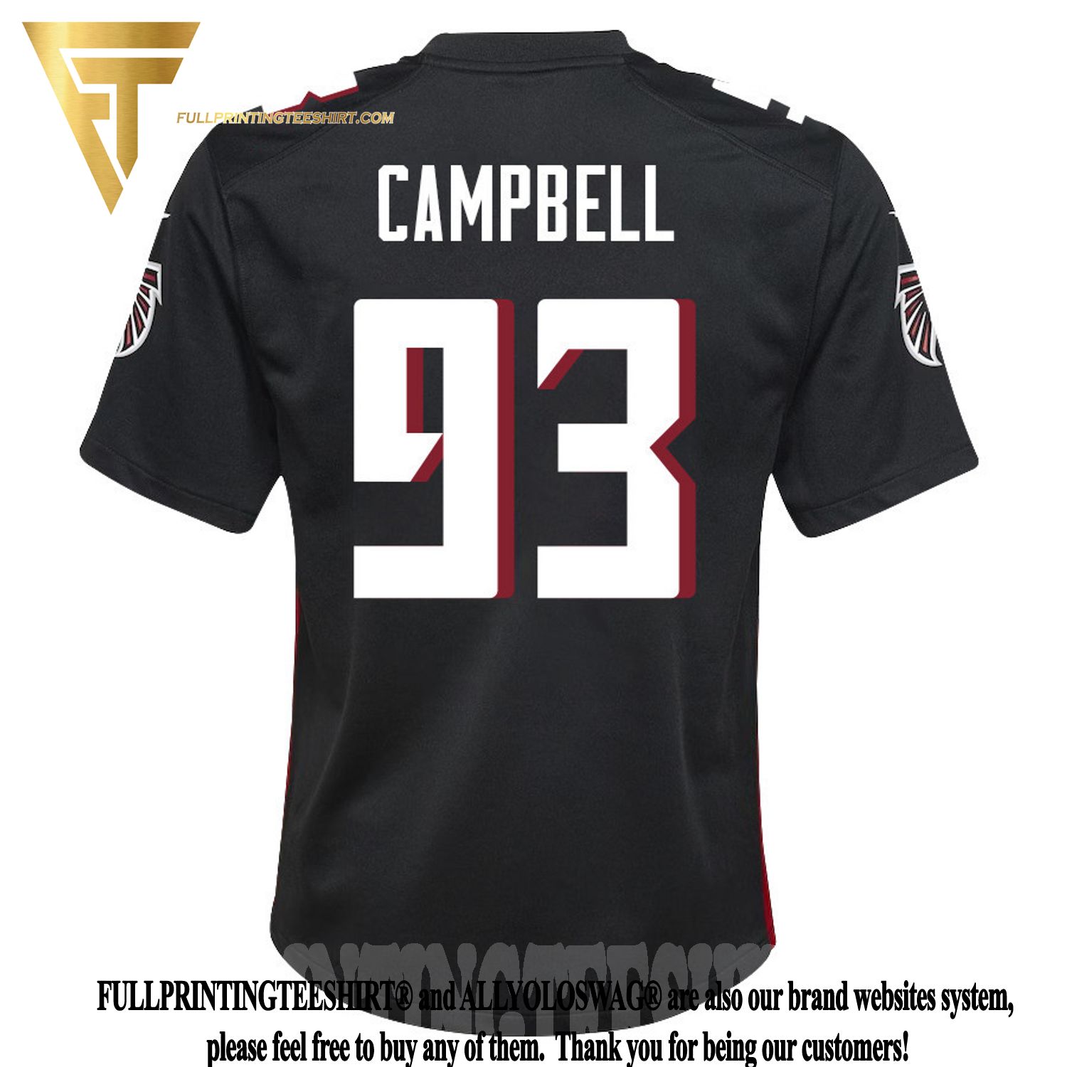 Top-selling Item] Calais Campbell 93 Atlanta Falcons Youth Game 3D
