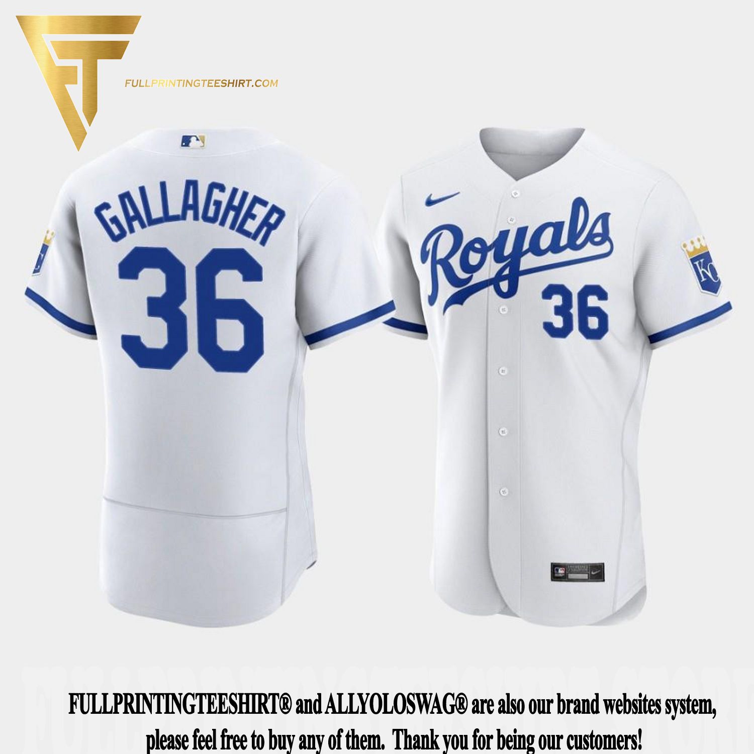 Top-selling Item] Cam Gallagher 36 Kansas City Royals Gray Road 3D