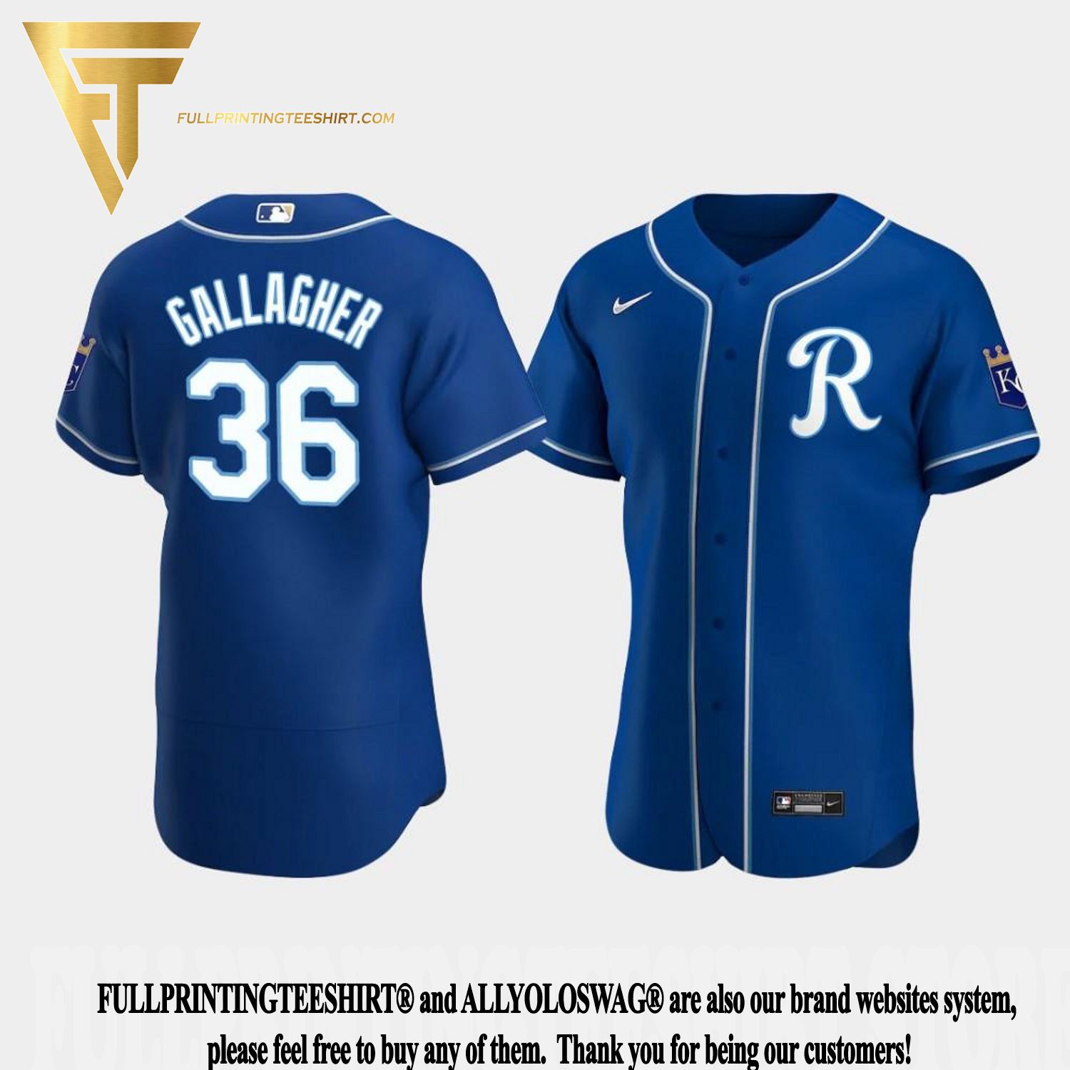 Top-selling Item] Cam Gallagher 36 Kansas City Royals Team Logo Royal  Alternate 3D Unisex Jersey
