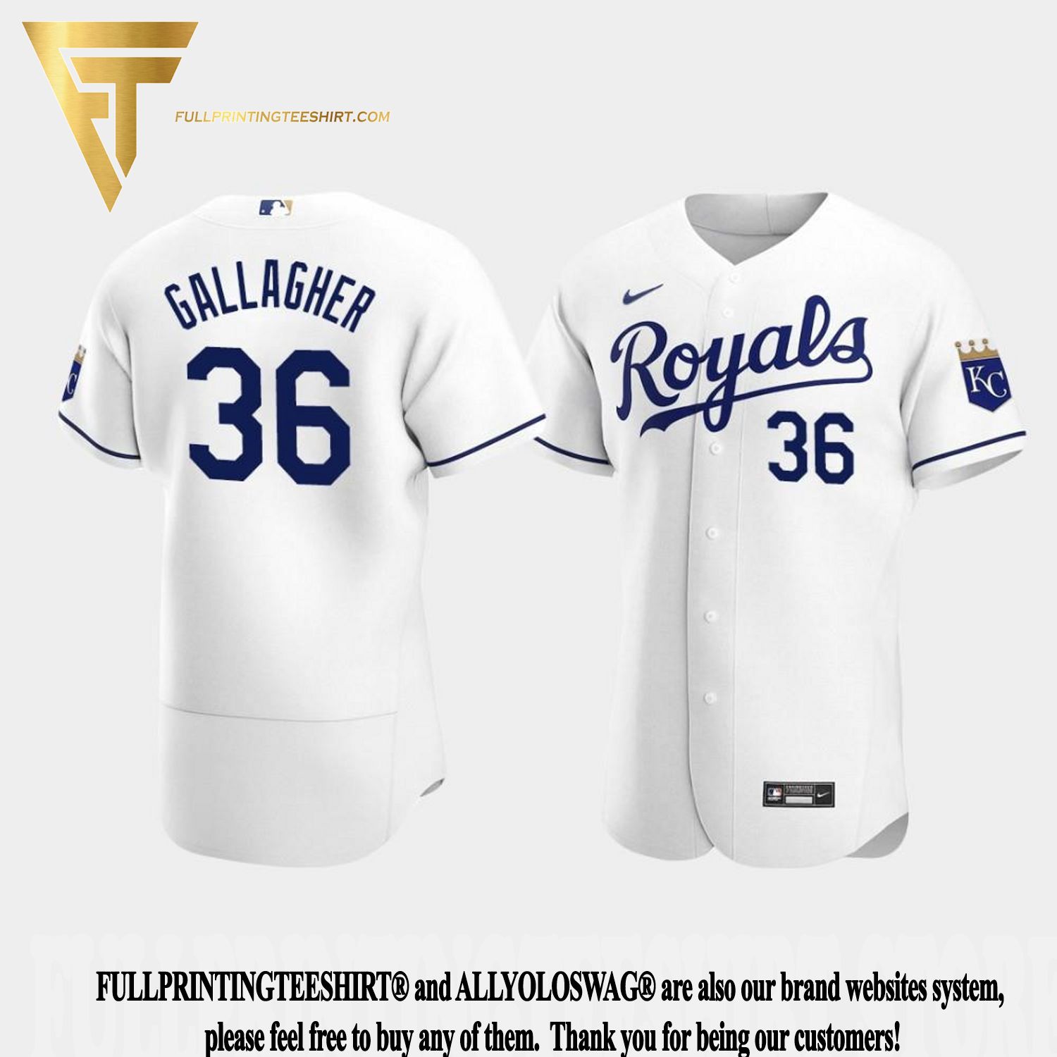 Top-selling Item] Cam Gallagher 36 Kansas City Royals White Home 3D Unisex  Jersey