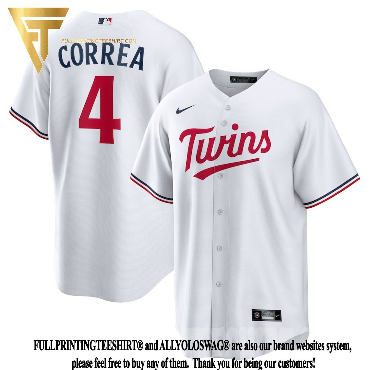 Top-selling Item] Carlos Correa 4 Minnesota Twins Team Logo Home