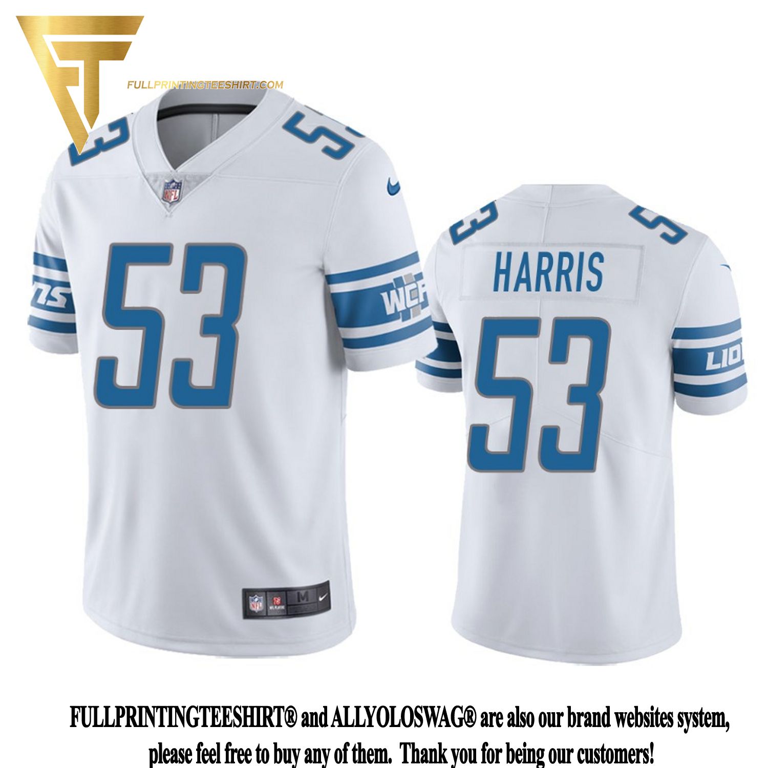Top-selling Item] Charles Harris 53 Detroit Lions White Vapor Limited 3D  Unisex Jersey