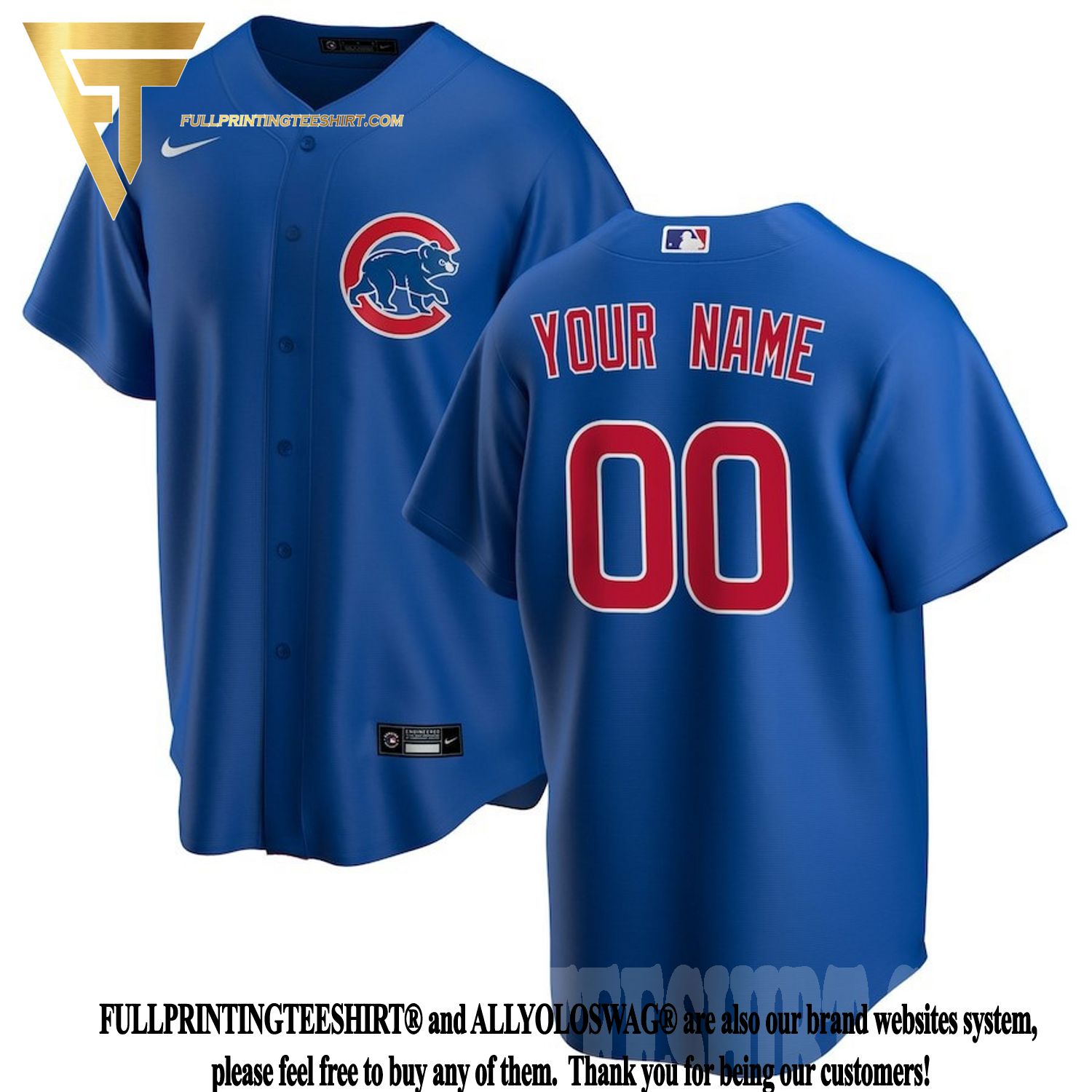 Ernie Banks Chicago Cubs Youth Royal 2016 World Series Champions Back Name  & Number Long Sleeve