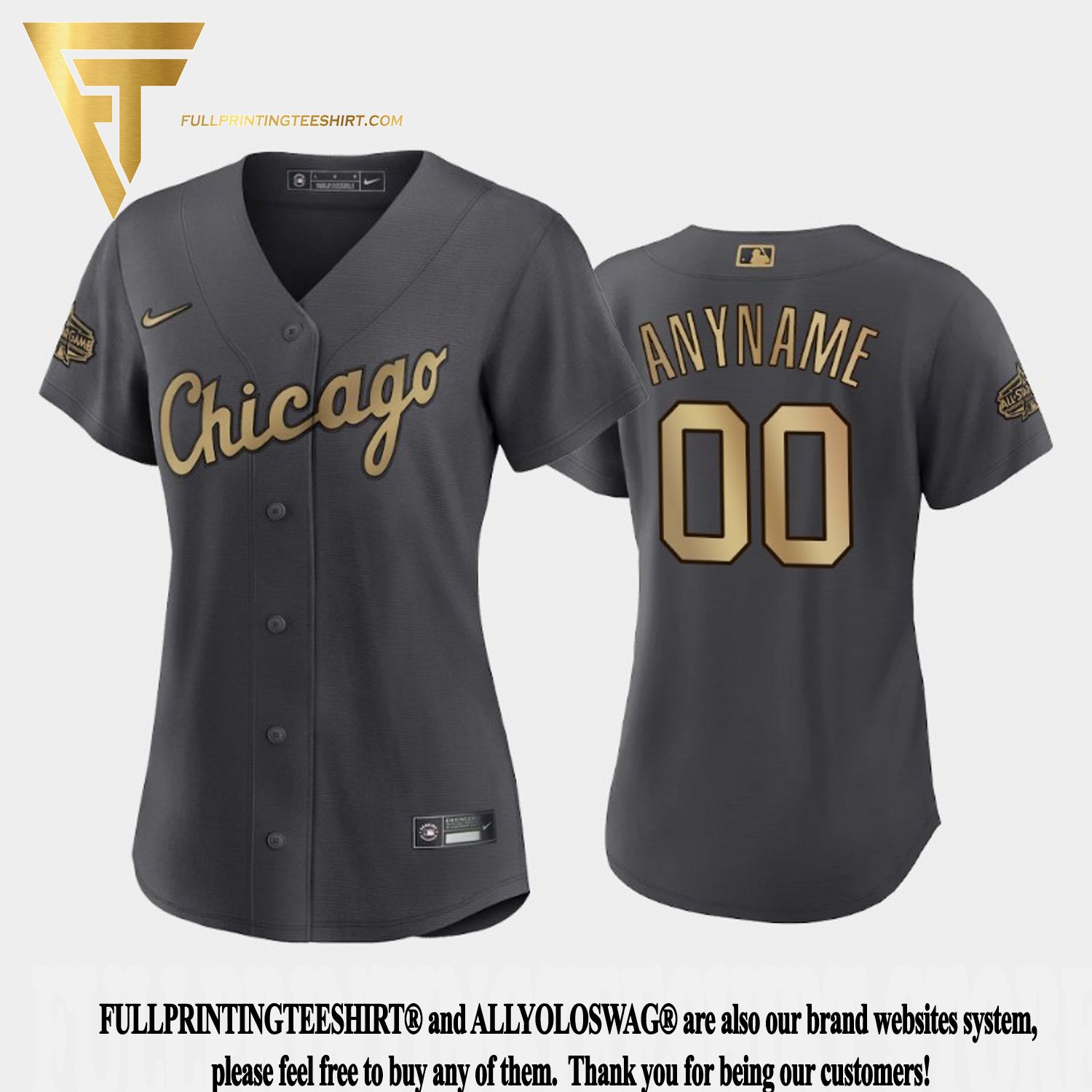 Top-selling Item] Chicago White Sox Custom 00 2022-23 All-Star Game AL  Charcoal 3D Unisex Jersey