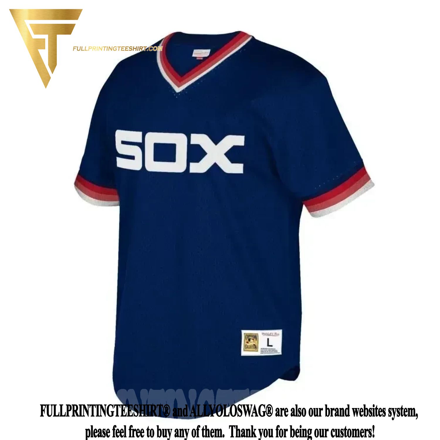 Top-selling Item] Chicago White Sox Mitchell And Ness Big And Tall Cooperstown  Collection Mesh Wordmark V-neck 3D Unisex Jersey - Navy