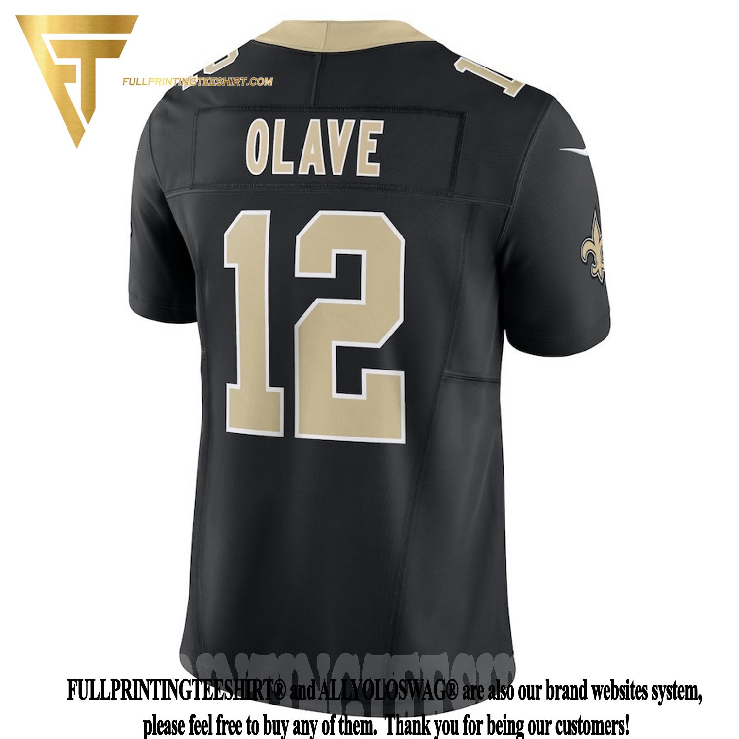 Chris Olave New Orleans Saints Black Gold & White Gold Jersey