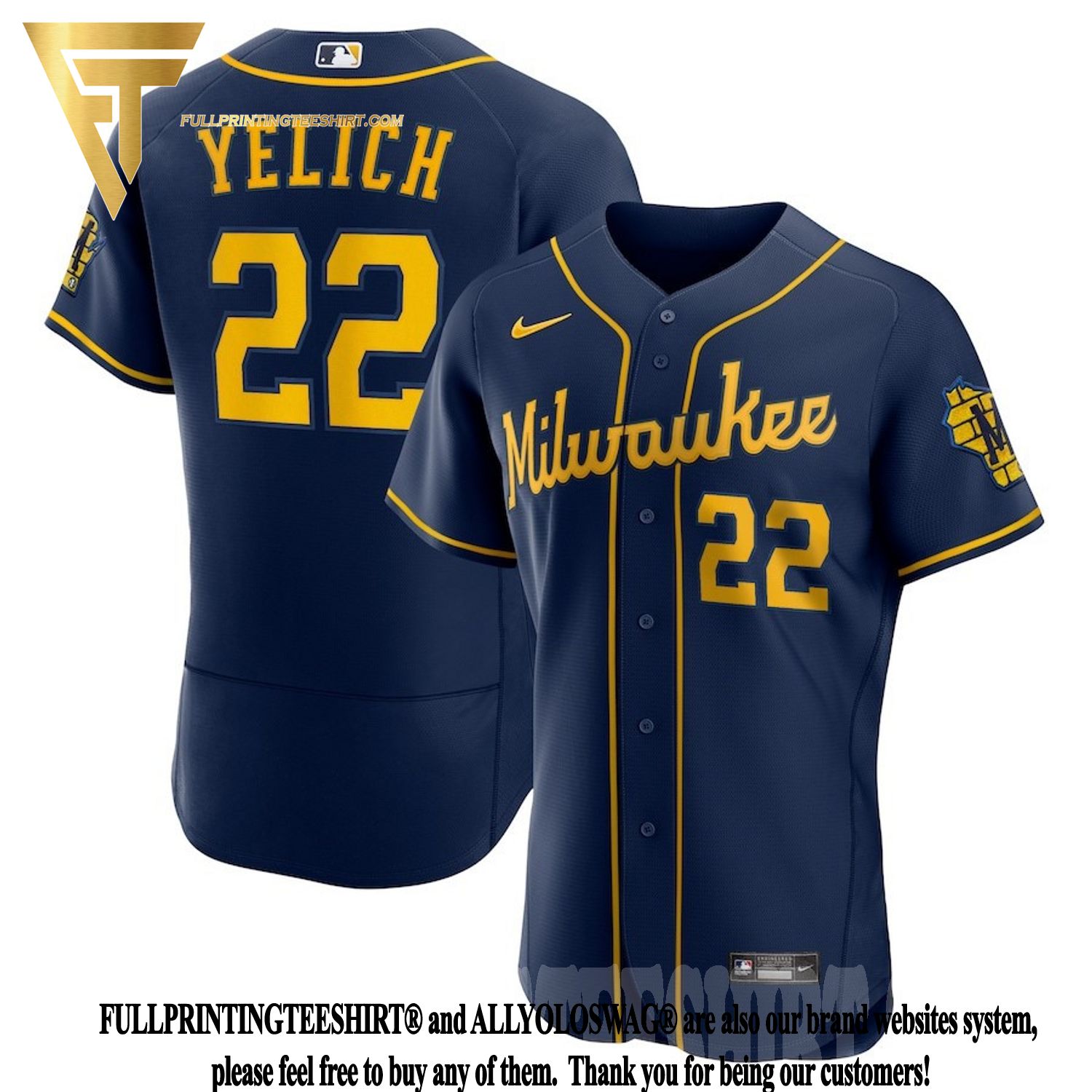 Top-selling Item] Christian Yelich 22 Milwaukee Brewers Alternate Player  Elite 3D Unisex Jersey - Navy