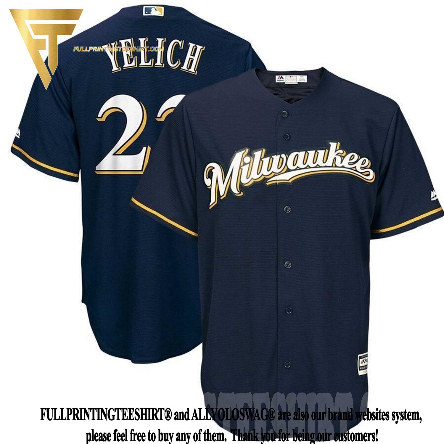 Christian Yelich Jersey - Milwaukee Brewers Alternate Home Baseball Jersey
