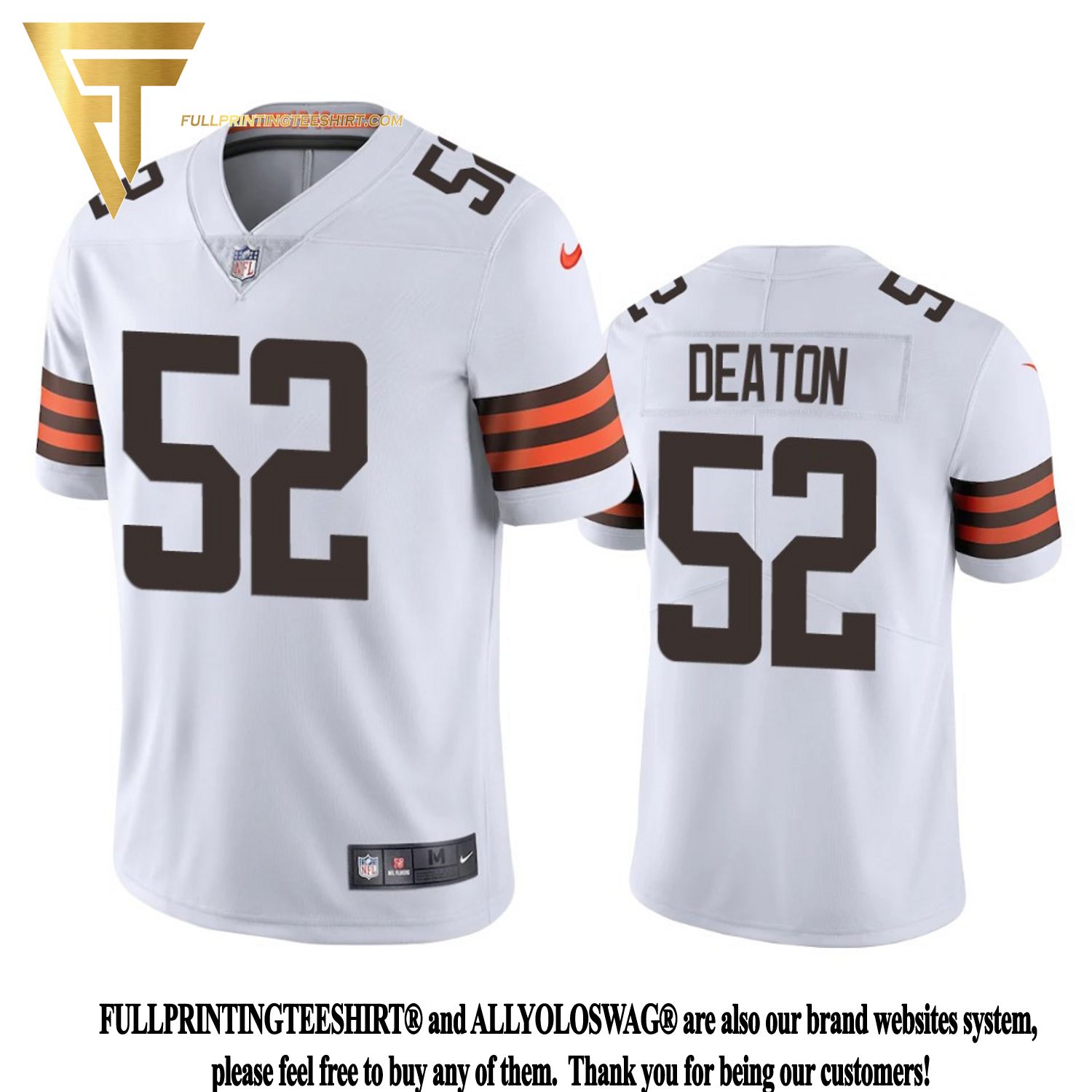 Top-selling Item] Cleveland Browns Dawson Deaton 52 White Vapor