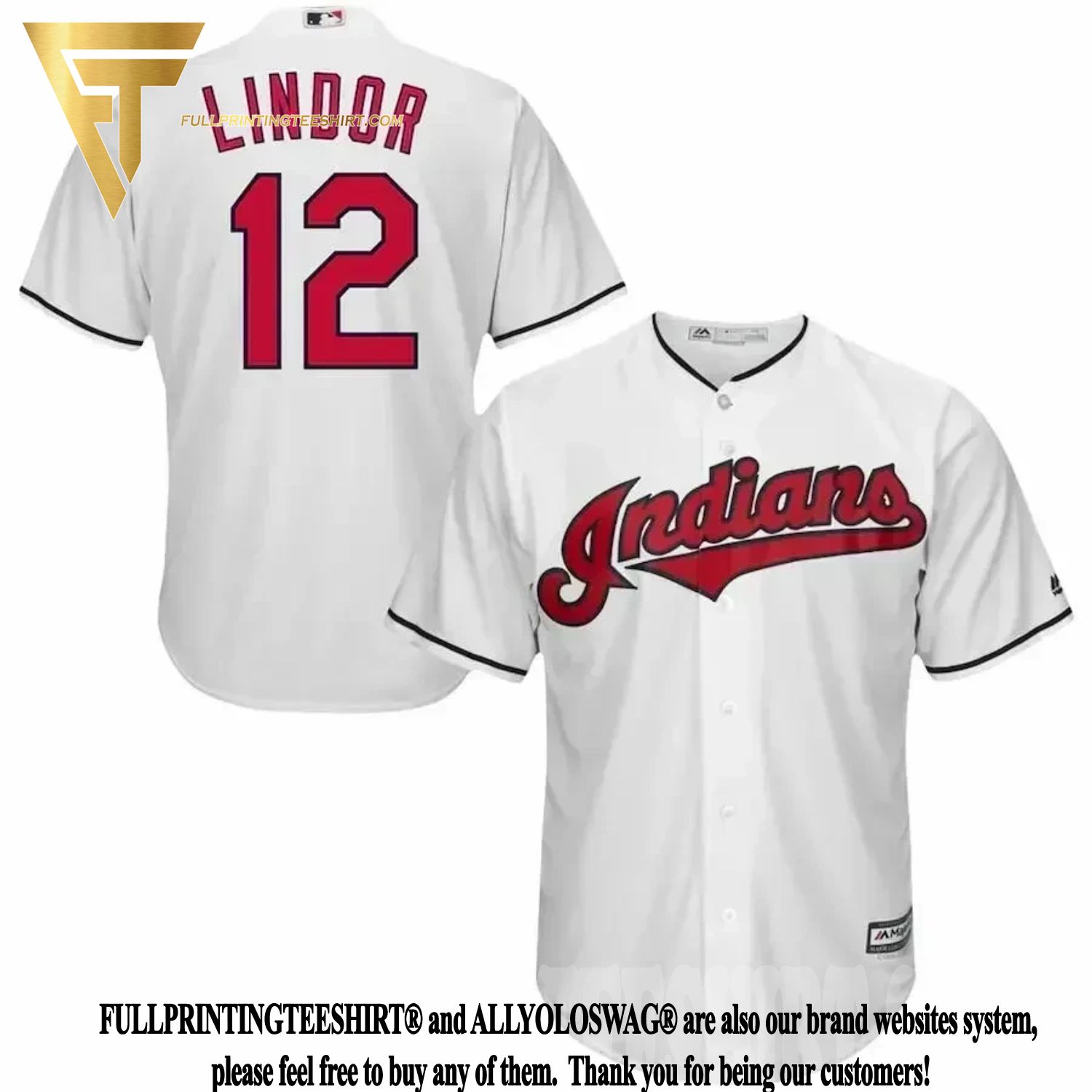Top-selling Item] Cleveland Indians Official Cool Base Francisco Lindor  Player 3D Unisex Jersey - White