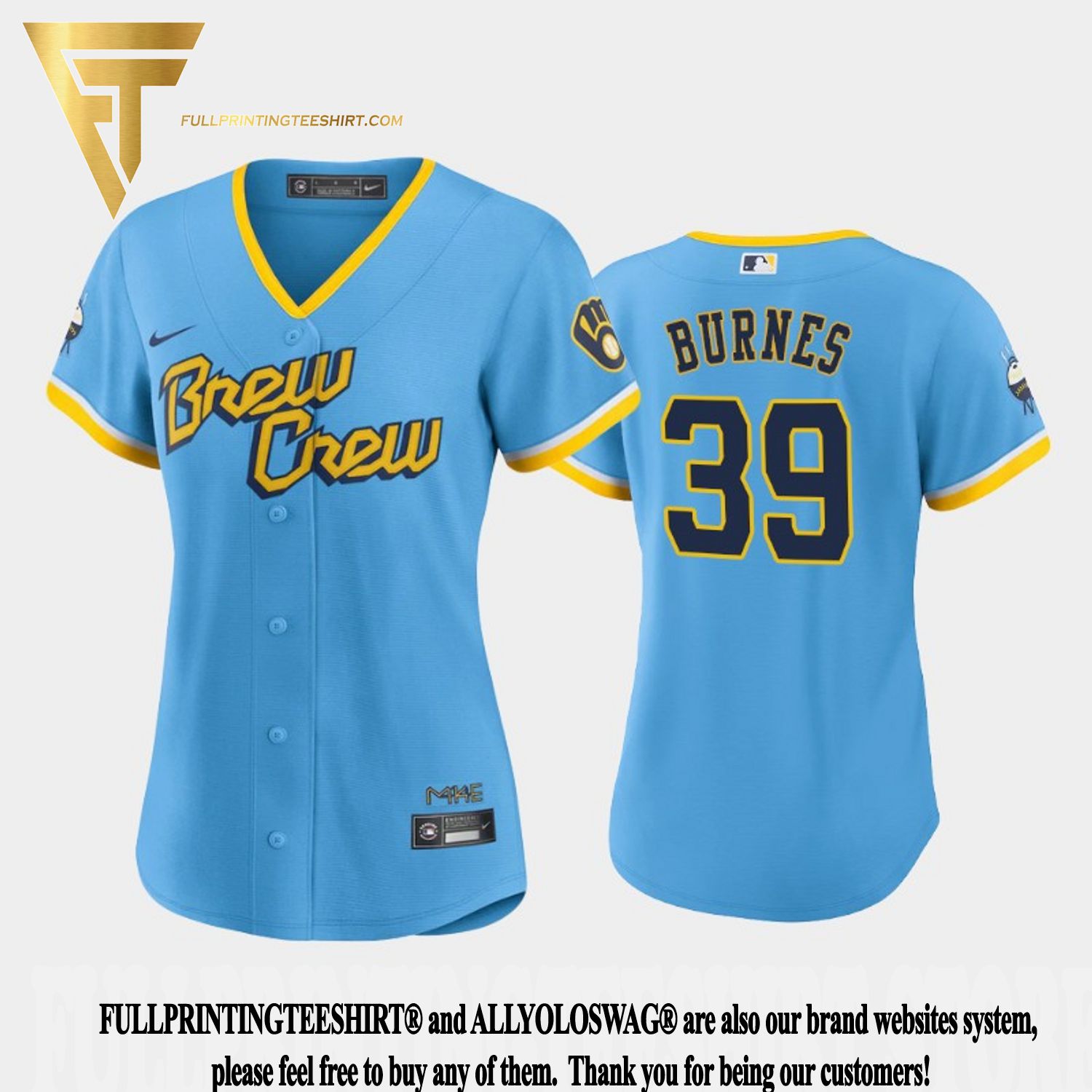 Brew Crew Powder Blue 2022 City Connect Custom Name and Number