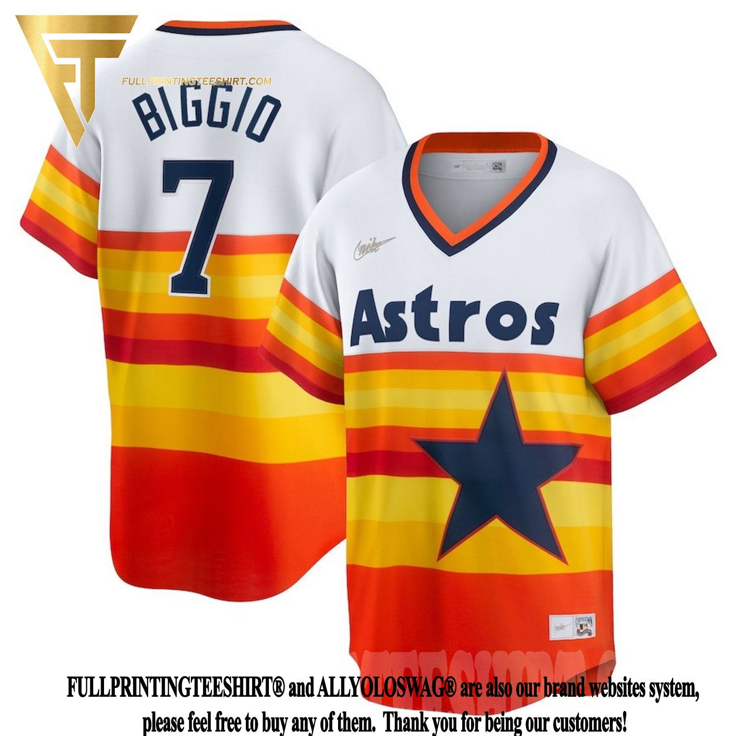 Top-selling Item] Craig Biggio 7 Houston Astros Home Cooperstown Collection  Player 3D Unisex Jersey - White