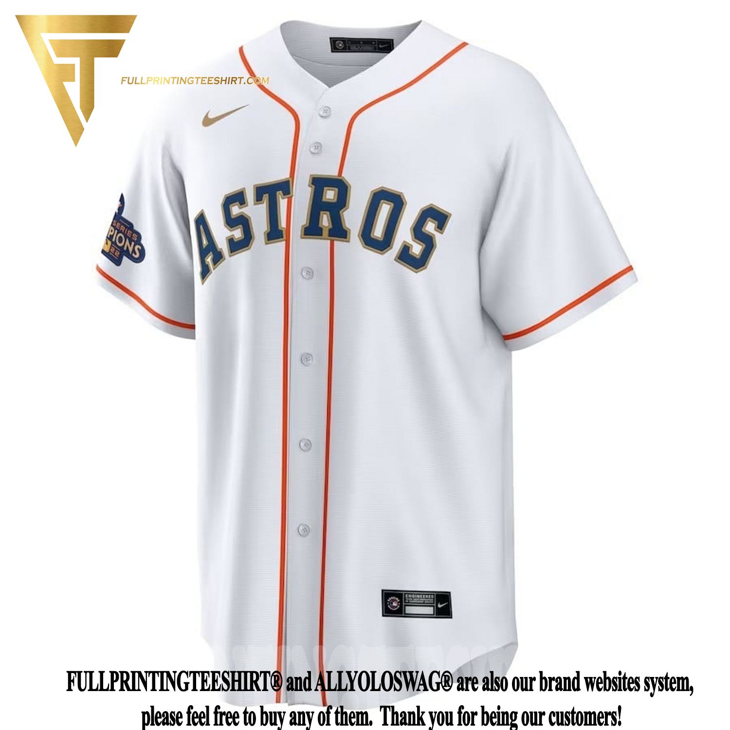 2023 Any Number Houston Astros Gold Jersey lettering kit Championship patch