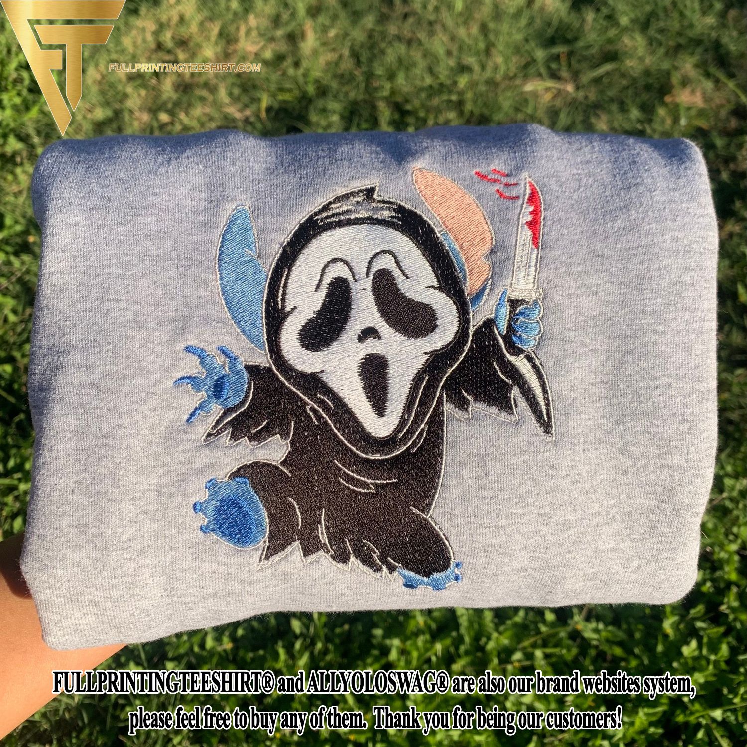 Ghost Face Halloween Stitch Embroidered Shirt, Stitch Embroidery T-Shirt, Stitch  Embroidered Sweatshirt, Stitch Embroidered Polo