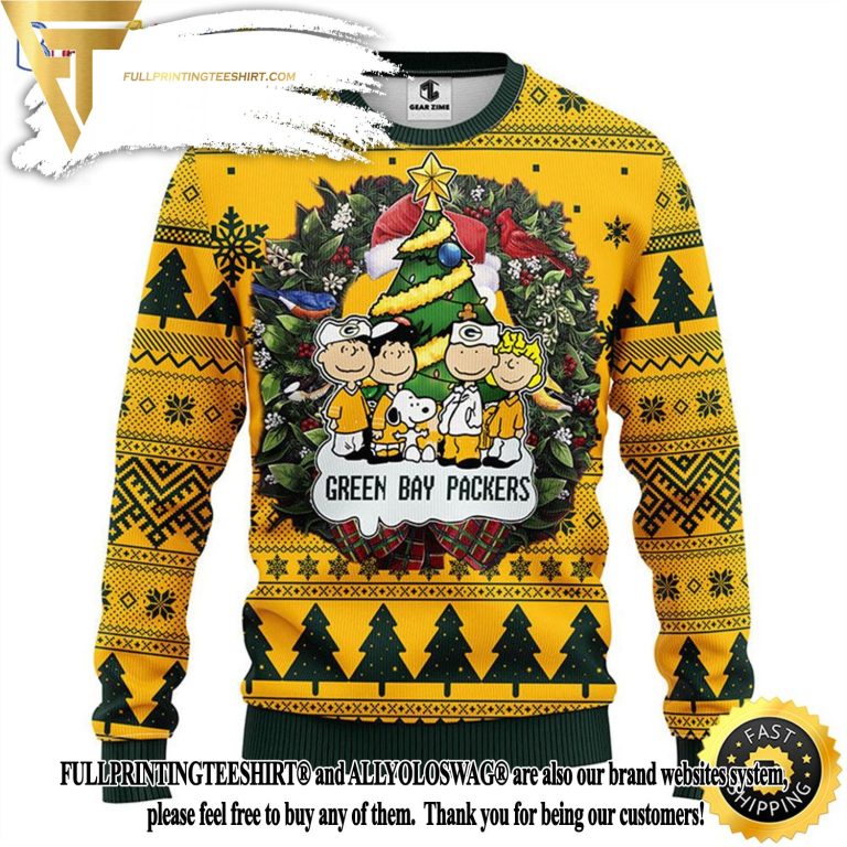 Green Bay Packers Snoopy Dog Ugly Christmas Wool Knitted Sweater