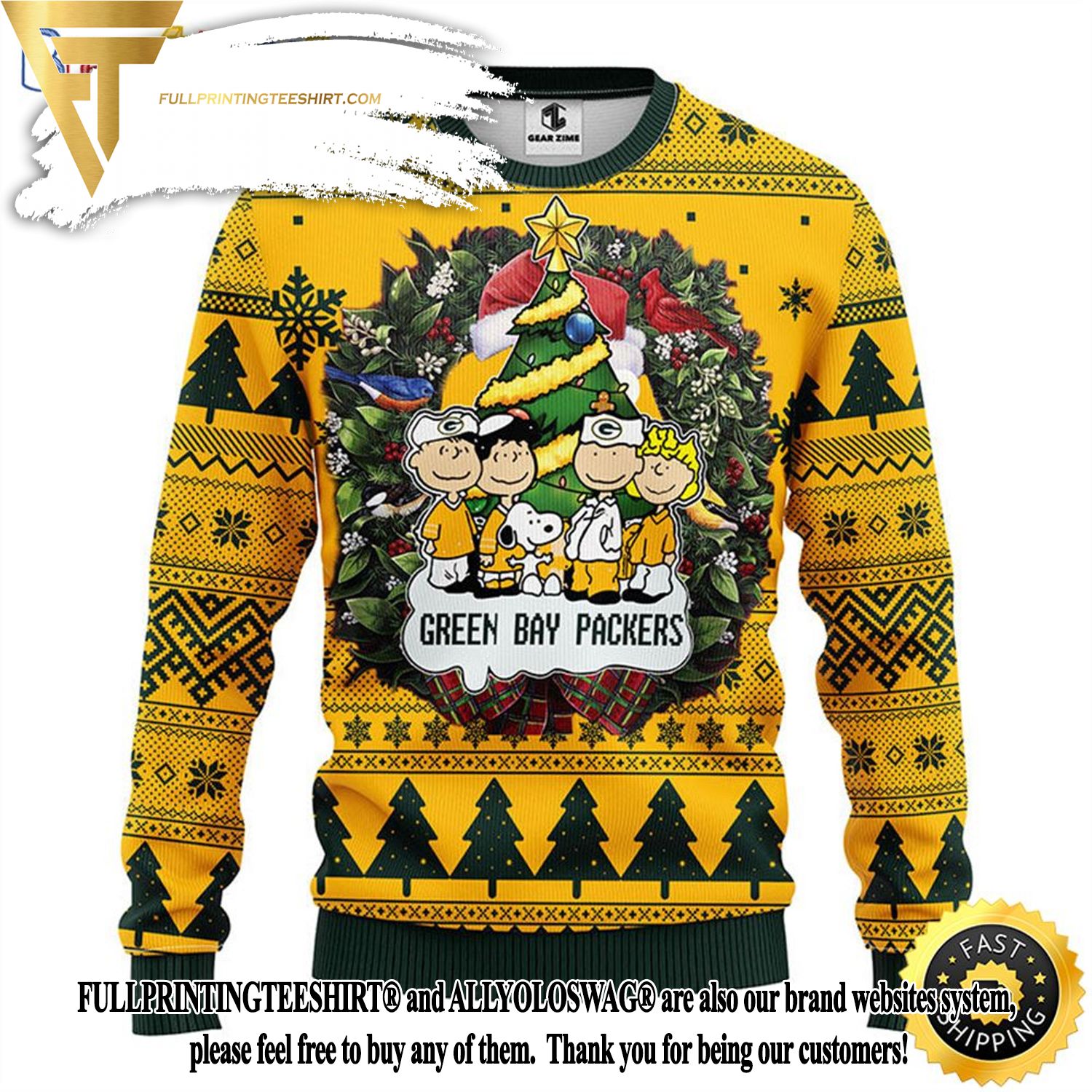 Green Bay Packers Snoopy Dog Ugly Christmas Wool Knitted Sweater